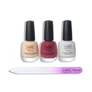 Cured by Julep 4 Piece Color Manicure Kit, Base Coat & Crystal Nail File - NEW